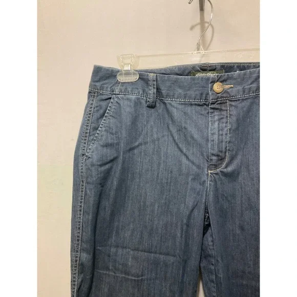Eddie Bauer Women 12 Blue Denim Capri Pants Stretch Cropped Mid Rise WPL 9647 - Picture 4 of 7